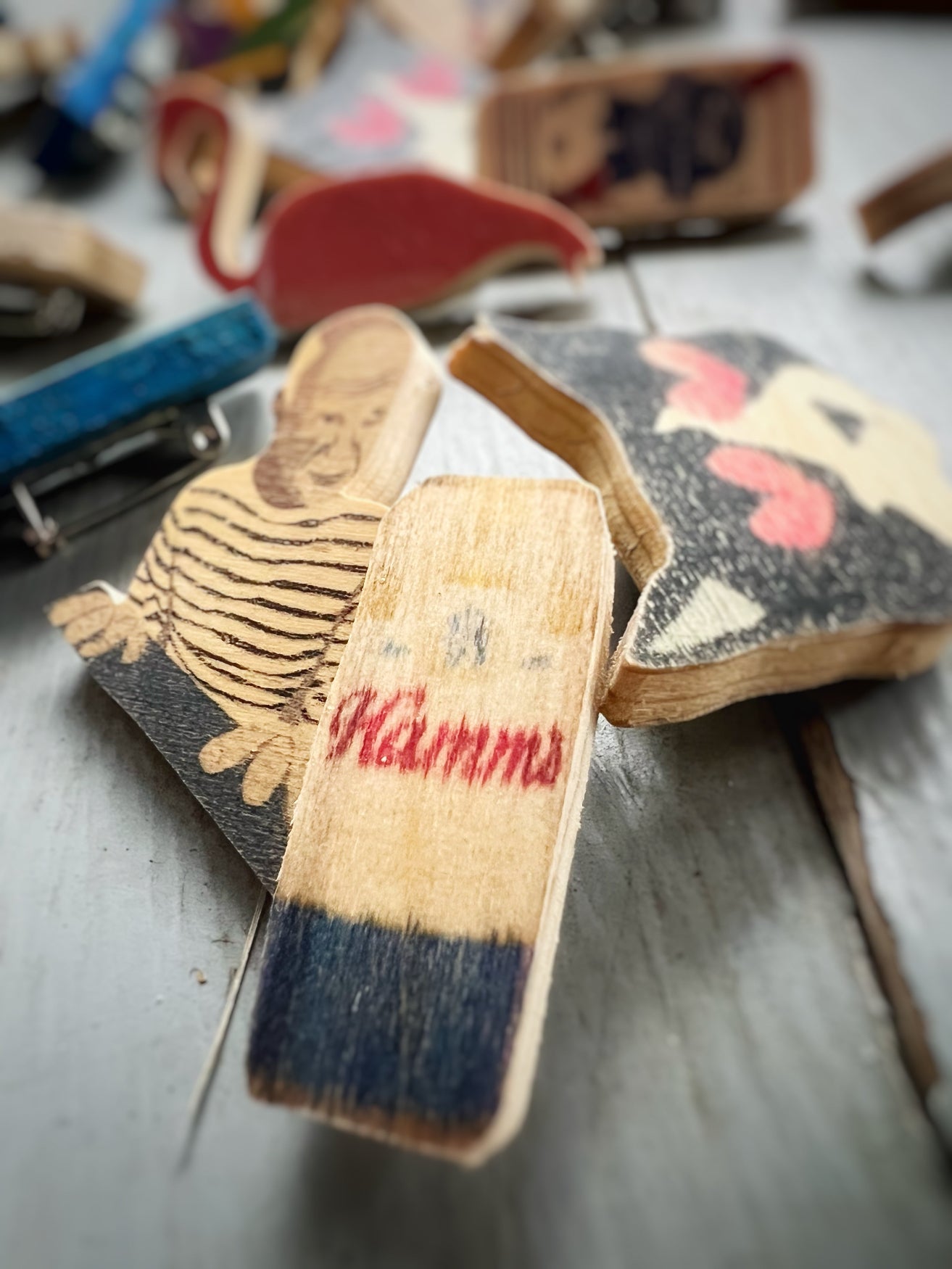 Fun Handmade Wooden Lapel Pins