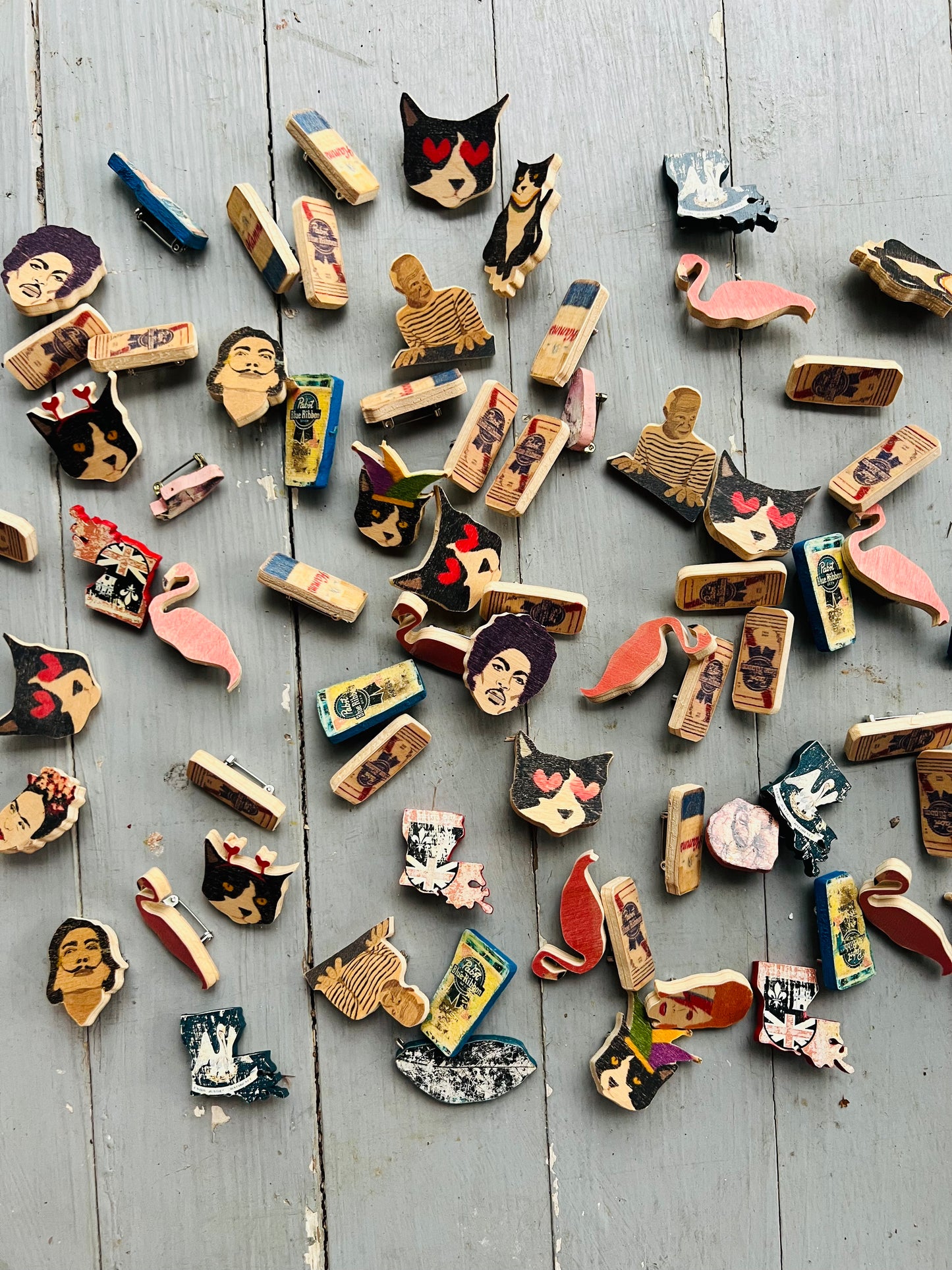 Fun Handmade Wooden Lapel Pins